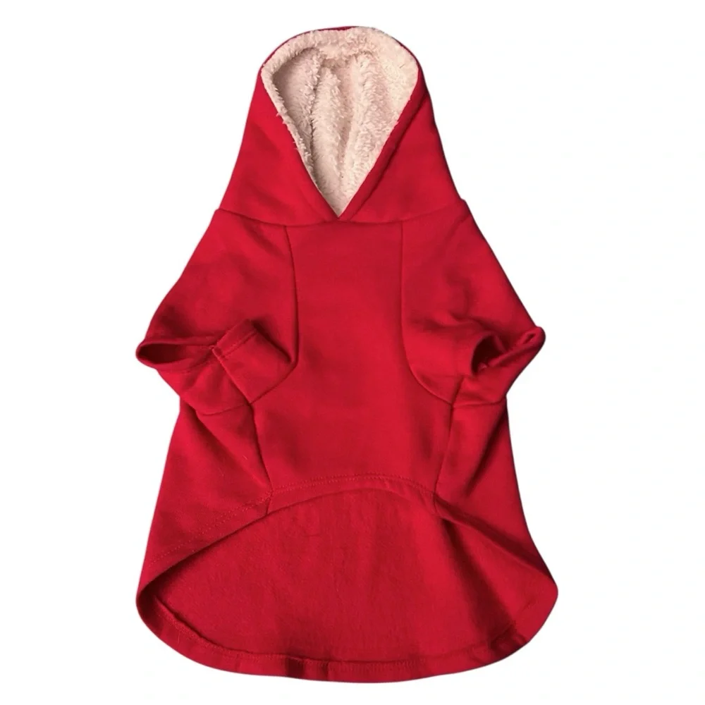 Pup Crew Sleigh All Day Red Christmas Holiday Dog Hooded Sweatshirt Sweater